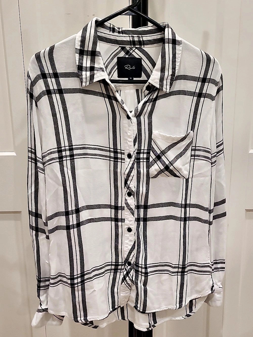 Rails Hunter Plaid Button Down in White & Black Size Medium